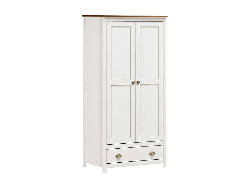 Kleiderschrank Kiefer Weiß im Landhausstil 185 cm hoch