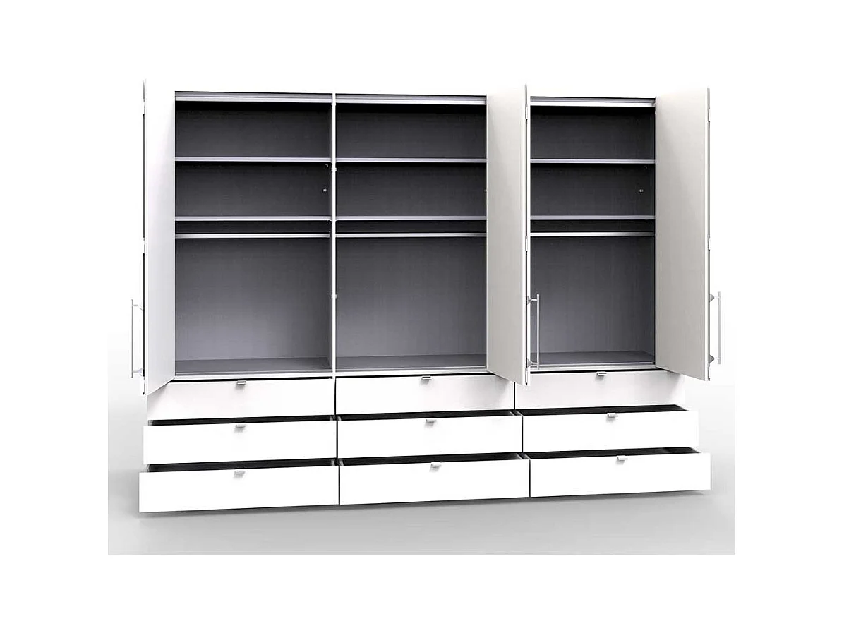 Falttüren Kleiderschrank in Weiß Braun LED Beleuchtung