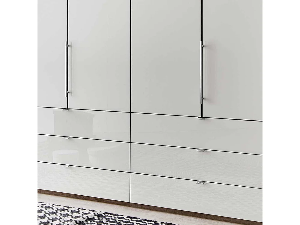 Falttüren Kleiderschrank in Weiß Braun LED Beleuchtung