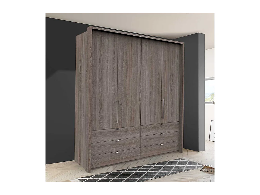 Kleiderschrank Jugendzimmer 2 türig mit Schubladen Eiche Trüffelfarben