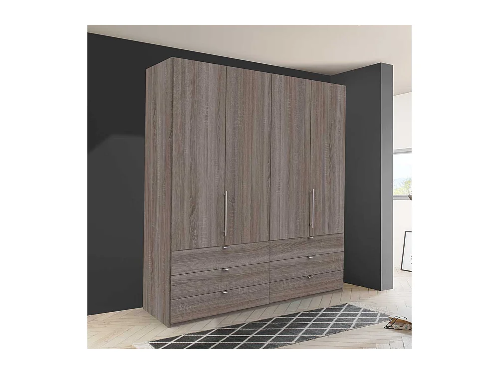 Kleiderschrank Jugendzimmer 2 türig mit Schubladen Eiche Trüffelfarben