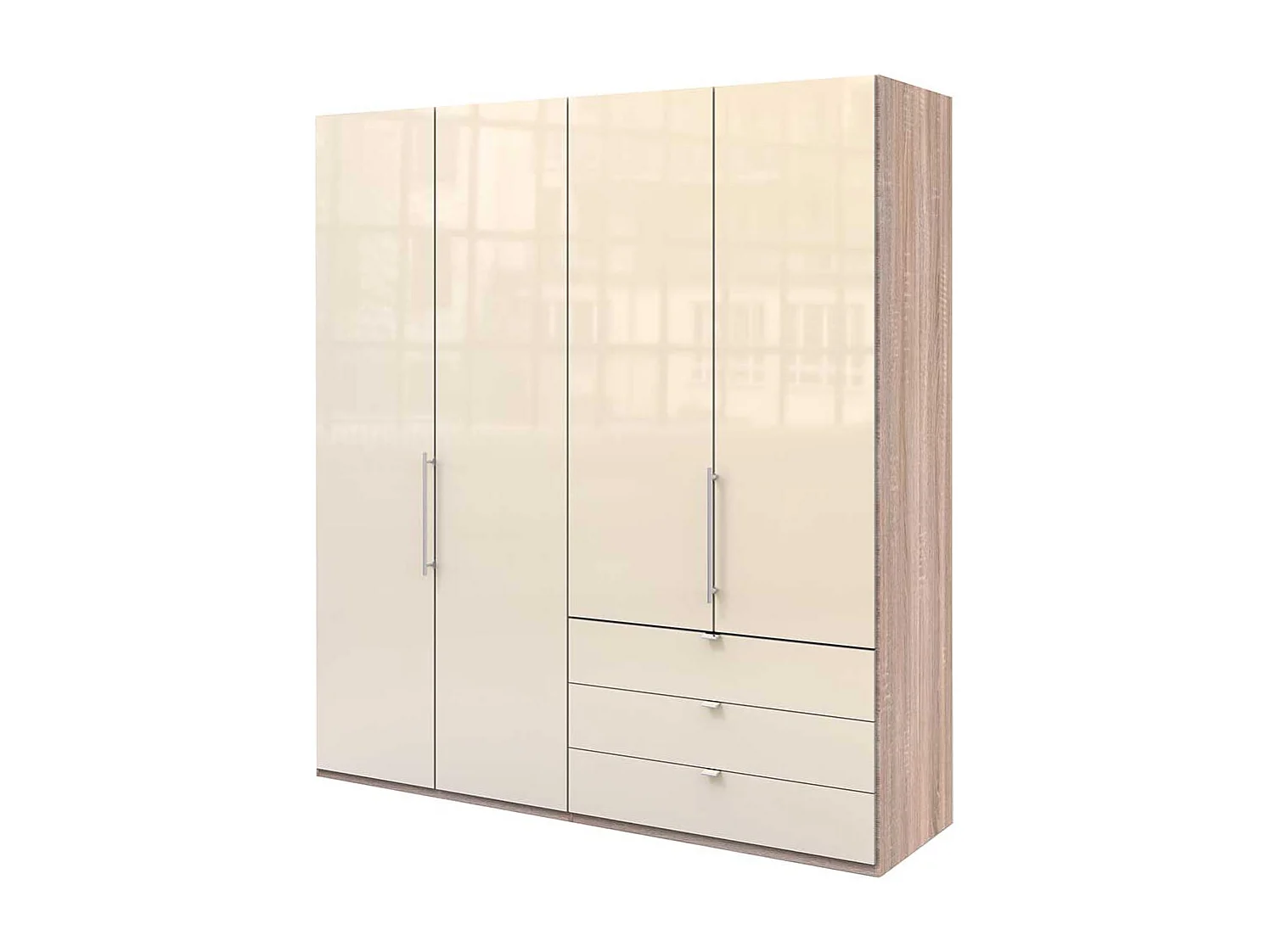 Großzügiger Schlafzimmerschrank mit Falttüren und Schubladen modern