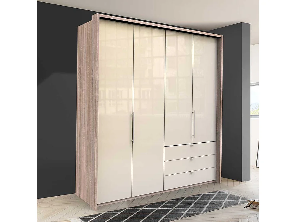 Großzügiger Schlafzimmerschrank mit Falttüren und Schubladen modern