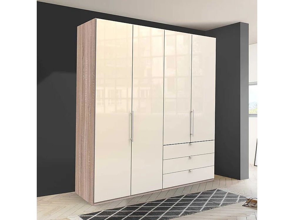 Großzügiger Schlafzimmerschrank mit Falttüren und Schubladen modern