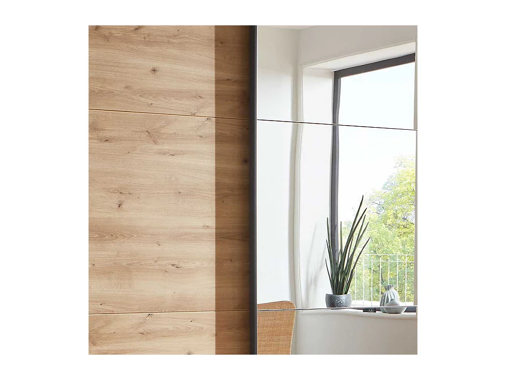 Schwebetürenkleiderschrank in Anthrazit Eiche Bianco