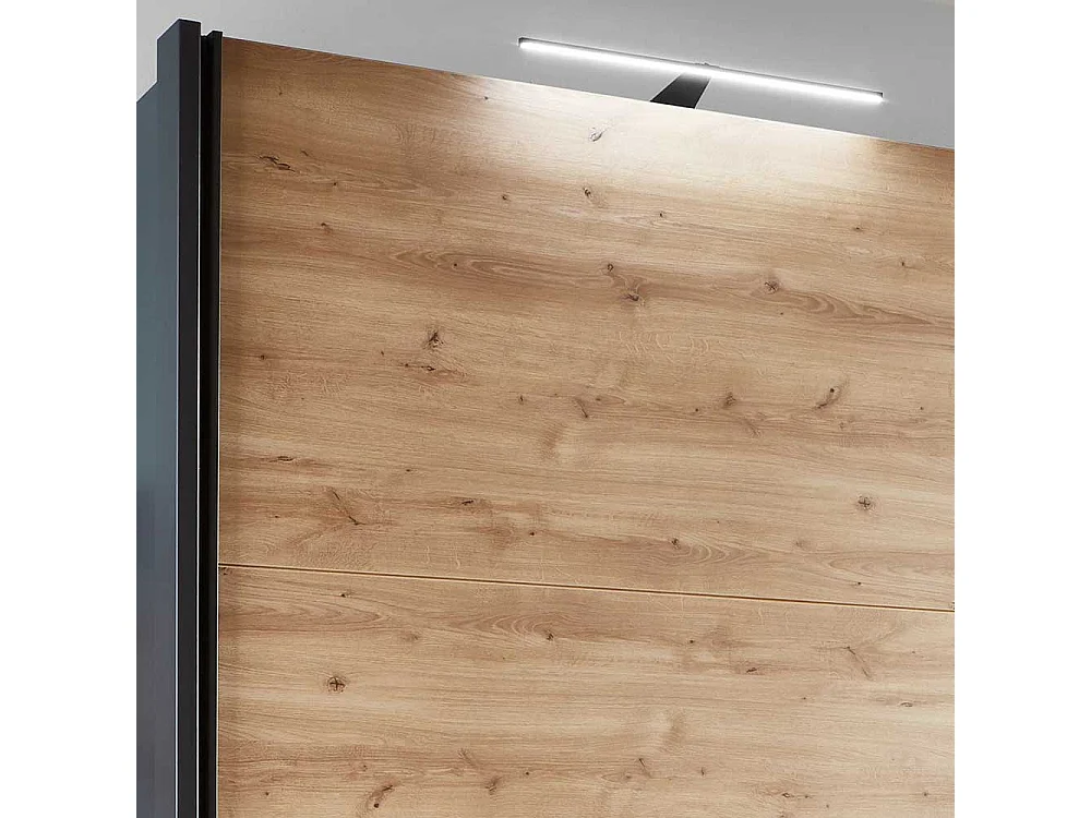 Schwebetürenkleiderschrank in Anthrazit Eiche Bianco