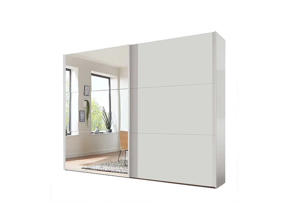 Schwebetürenkleiderschrank in Weiß Spiegeltür