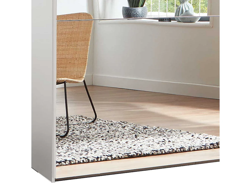 Schwebetürenkleiderschrank in Weiß Spiegeltür