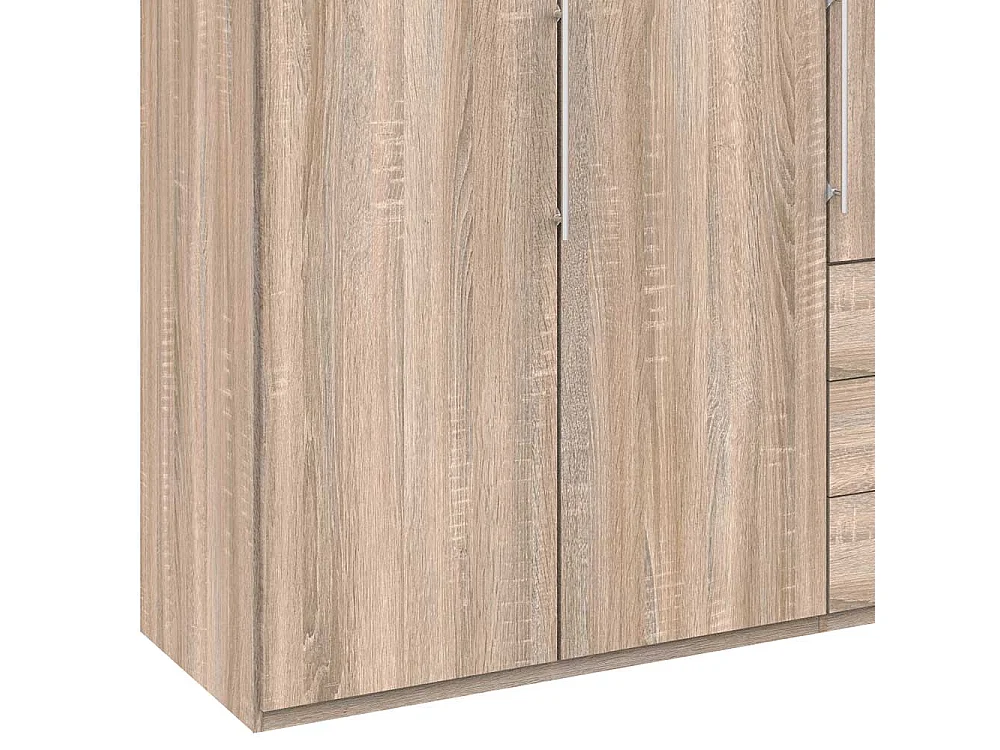 Falttüren Kleiderschrank in Eiche Sägerau drei Schubladen