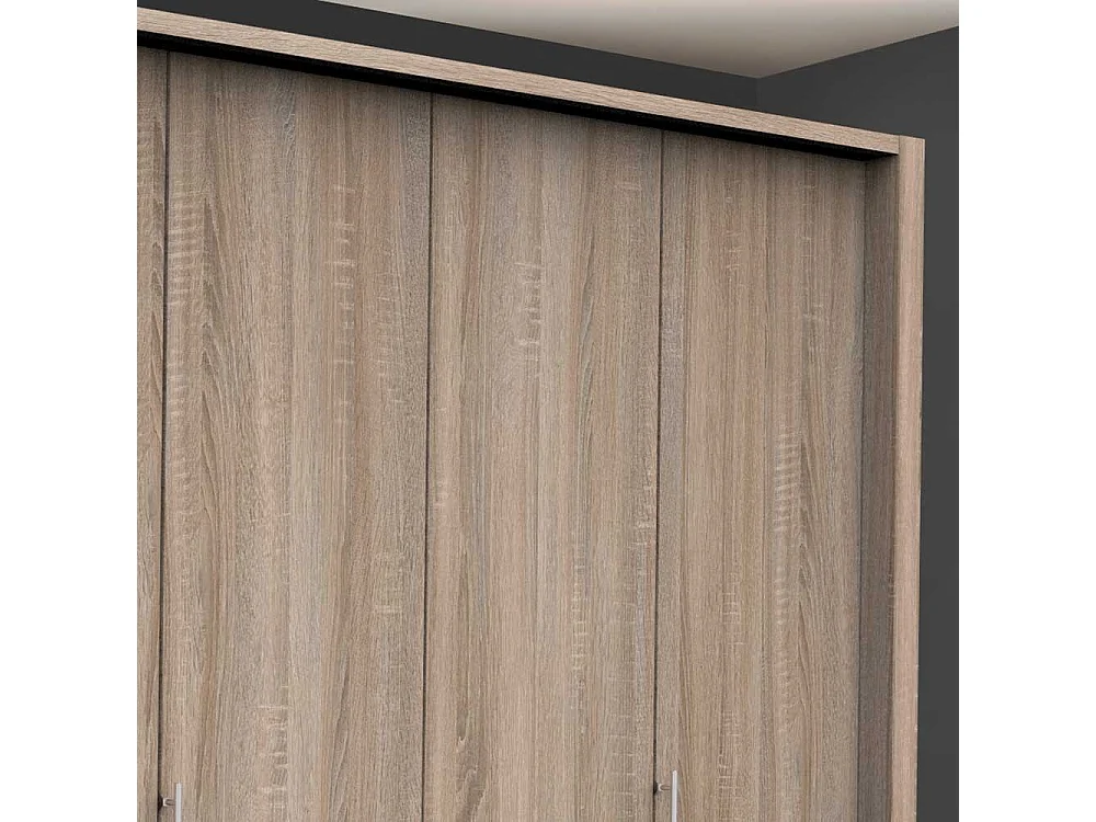 Falttüren Kleiderschrank in Eiche Sägerau drei Schubladen