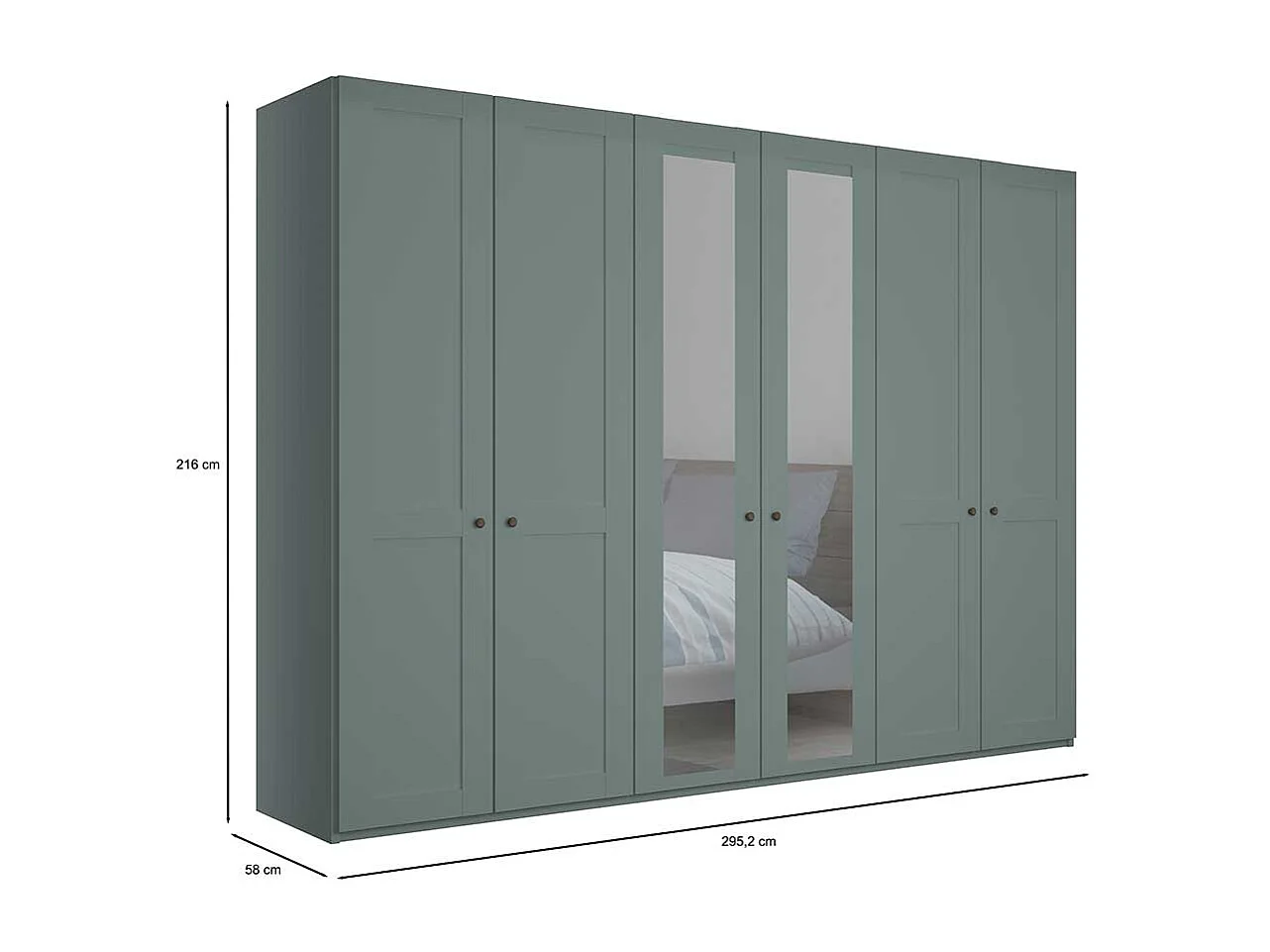 Landhaus XL Kleiderschrank modern in Graugrün 300 cm breit