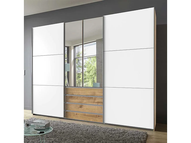 Hochwertiger Schlafzimmerschrank mit Dreh- und Schiebetüren Spiegel