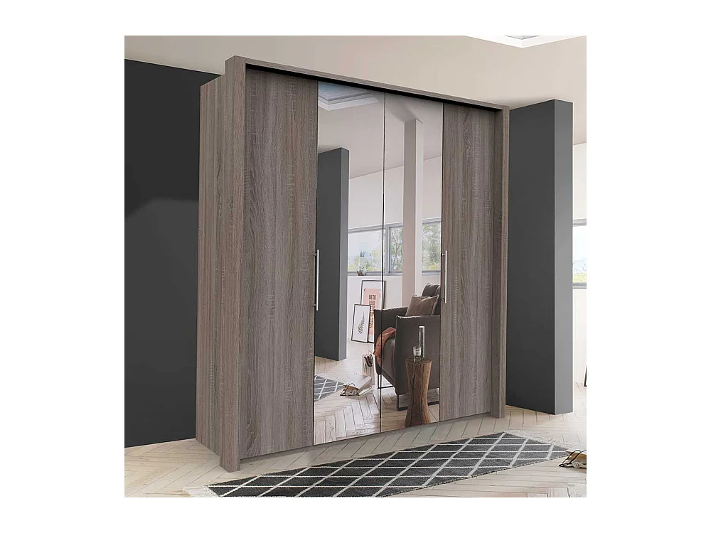 Schlafzimmerschrank mit Spiegeltüren Eiche Trüffelfarben