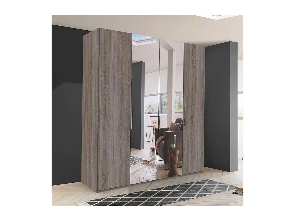 Schlafzimmerschrank mit Spiegeltüren Eiche Trüffelfarben