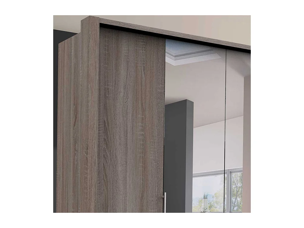 Schlafzimmerschrank mit Spiegeltüren Eiche Trüffelfarben