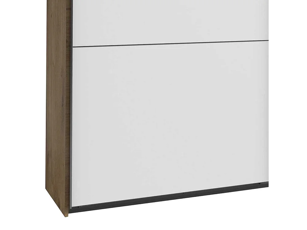 Schlafzimmerschrank zweifarbig in Plankeneiche NB und Weiß 300 cm breit