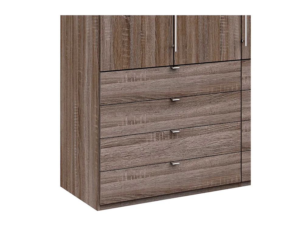 Kompakter Kleiderschrank 2 türig mit Schubladen Eiche Trüffelfarben