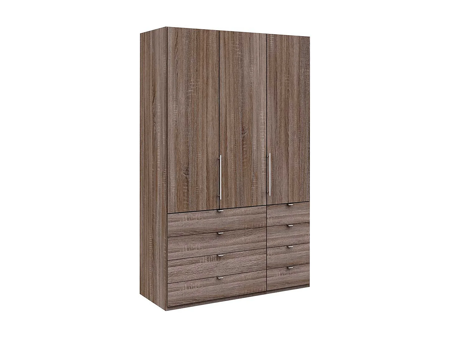 Kompakter Kleiderschrank 2 türig mit Schubladen Eiche Trüffelfarben
