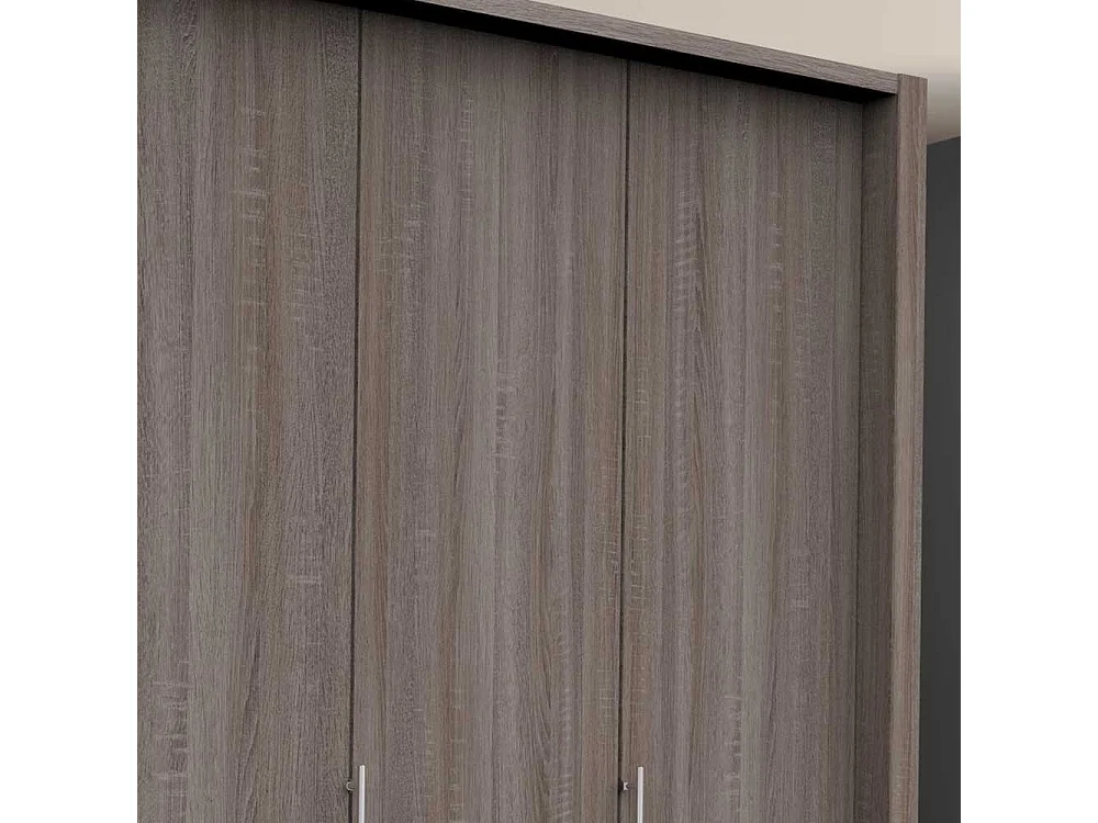 Kompakter Kleiderschrank 2 türig mit Schubladen Eiche Trüffelfarben