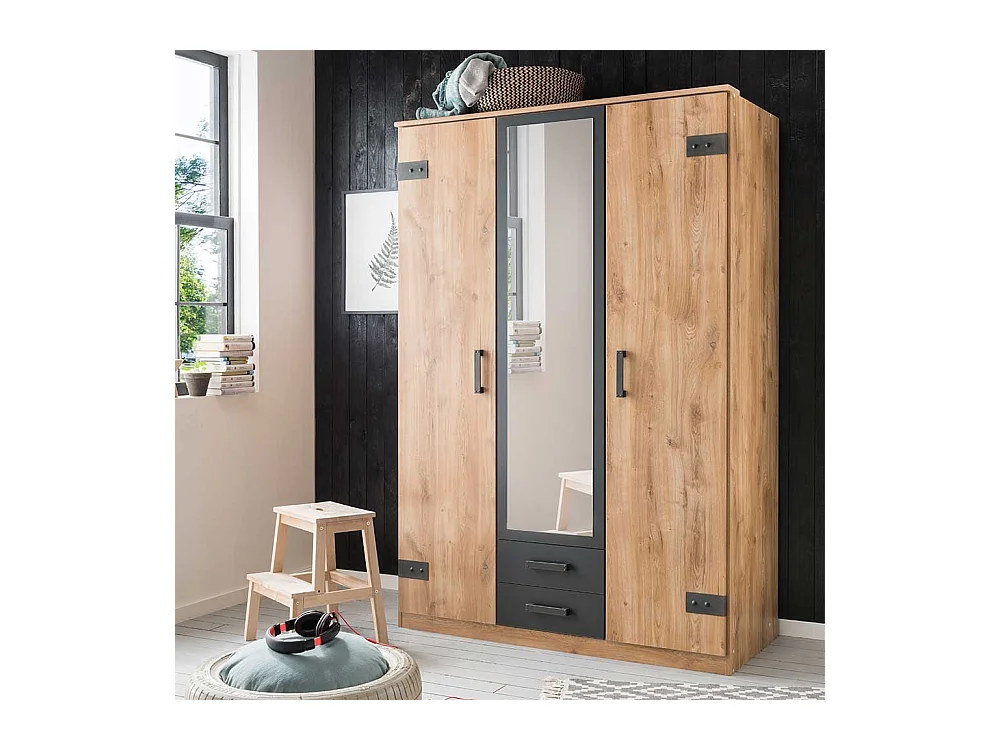 Jugend Schlafzimmerschrank mit Spiegeltür zwei Schubladen