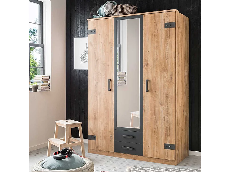 Jugend Schlafzimmerschrank mit Spiegeltür zwei Schubladen