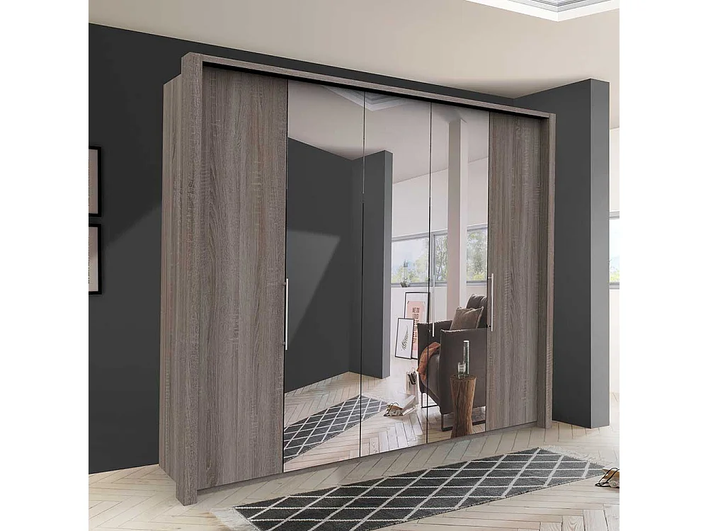 Spiegeltüren Kleiderschrank in Eiche Trüffelfarben foliert