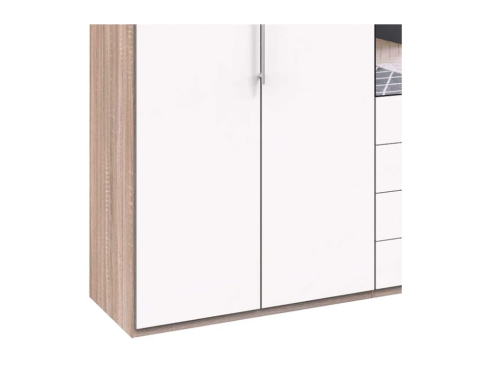 Gleittüren Schlafzimmerschrank mit vier Schubladen und Spiegel modern