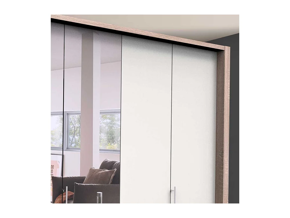 Gleittüren Schlafzimmerschrank mit vier Schubladen und Spiegel modern