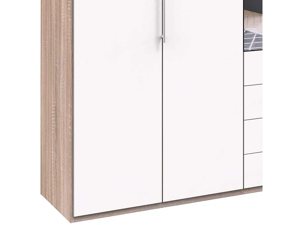 Gleittüren Schlafzimmerschrank mit vier Schubladen und Spiegel modern