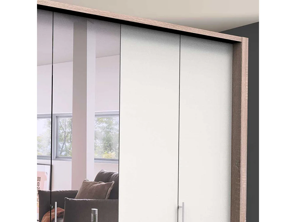 Gleittüren Schlafzimmerschrank mit vier Schubladen und Spiegel modern