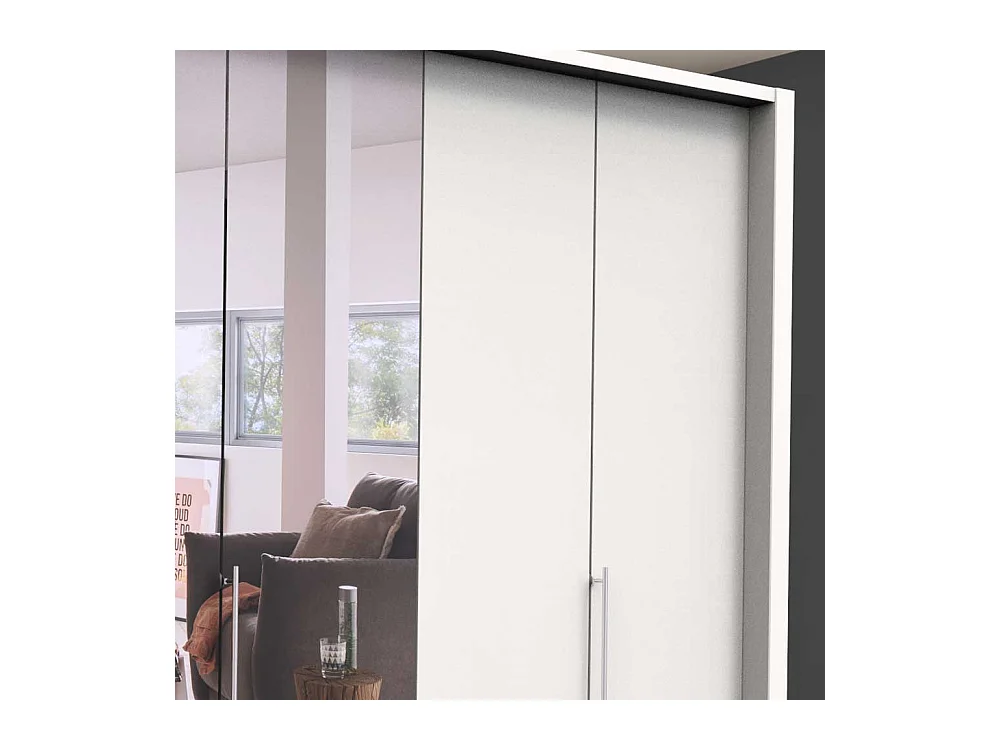 XL Kleiderschrank mit Falttüren und Spiegel Weiß