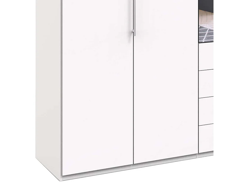 XL Kleiderschrank mit Falttüren und Spiegel Weiß