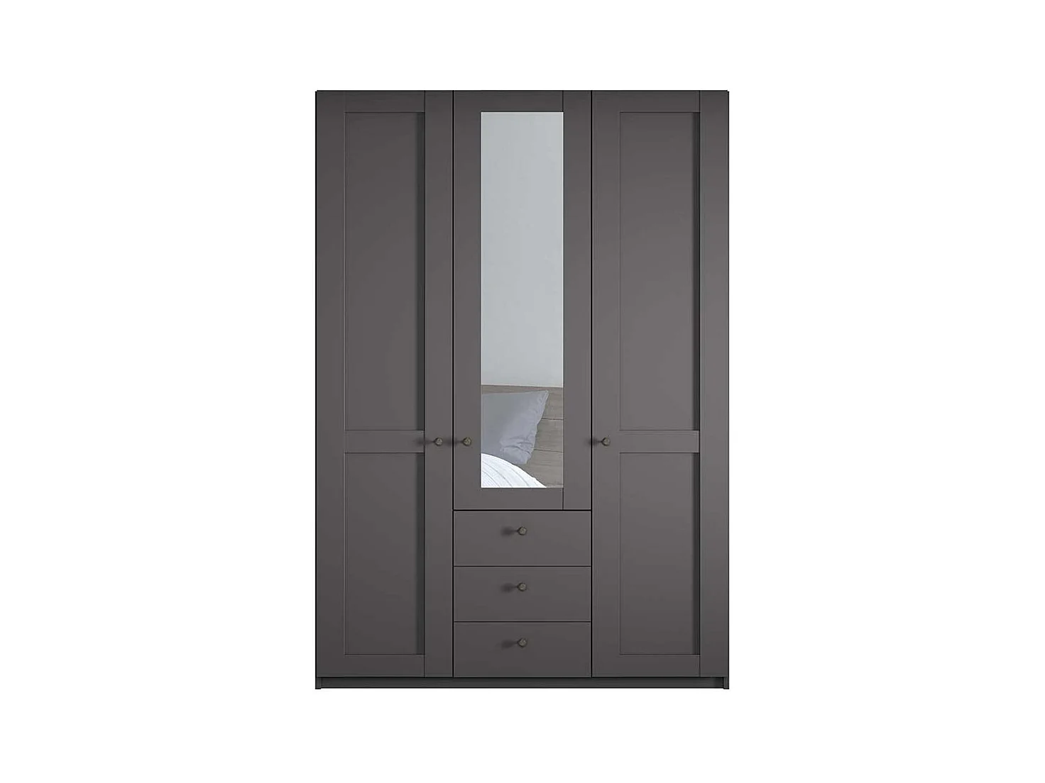Kleiderschrank dunkelgrau Spiegel 150 cm breit 216 cm hoch