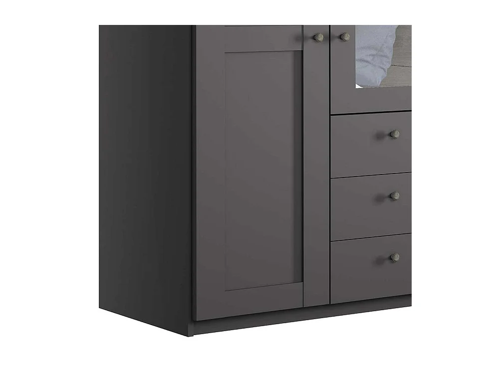 Kleiderschrank dunkelgrau Spiegel 150 cm breit 216 cm hoch