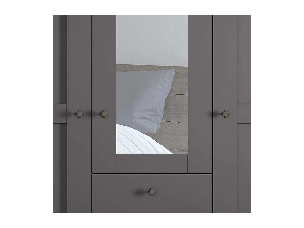 Kleiderschrank dunkelgrau Spiegel 150 cm breit 216 cm hoch