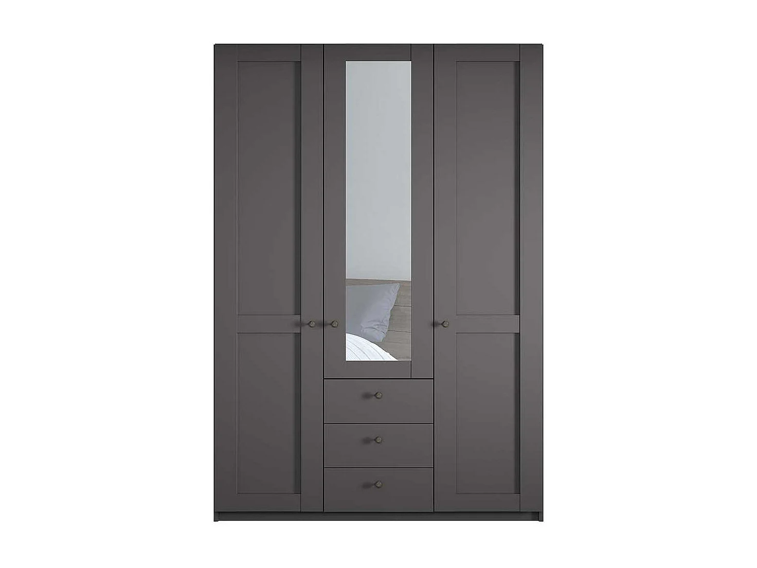 Kleiderschrank dunkelgrau Spiegel 150 cm breit 216 cm hoch