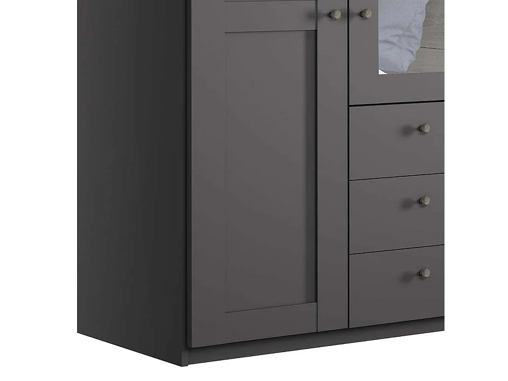Kleiderschrank dunkelgrau Spiegel 150 cm breit 216 cm hoch