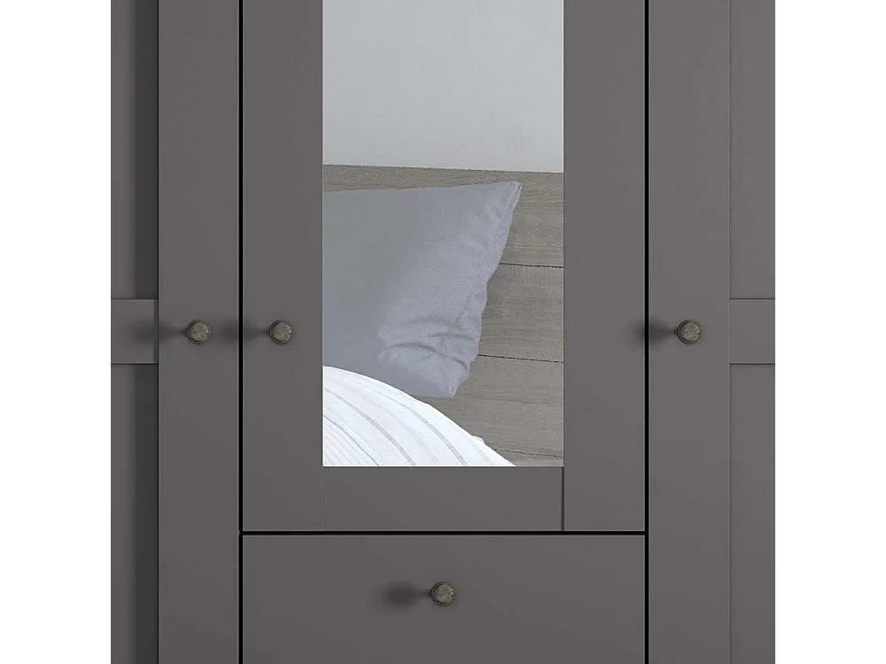 Kleiderschrank dunkelgrau Spiegel 150 cm breit 216 cm hoch