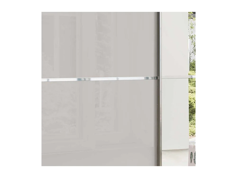 Schwebetürenkleiderschrank in Hellgrau und Braun 240 cm hoch