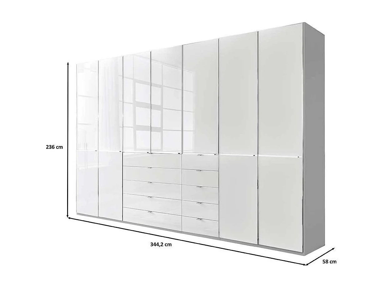 Kleiderschrank Schlafzimmerkleiderschrank in Weiß mit zehn Schubladen