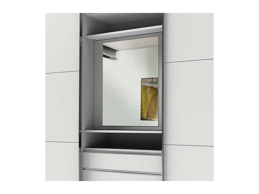 Kleiderschrank weiss Spiegel innen mit Schwebetüren drei Schubladen