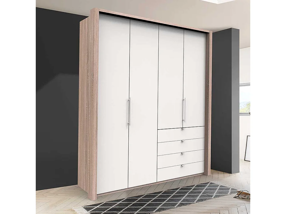 Kombi Kleiderschrank mit Falttüren und Schubladen Made in Germany