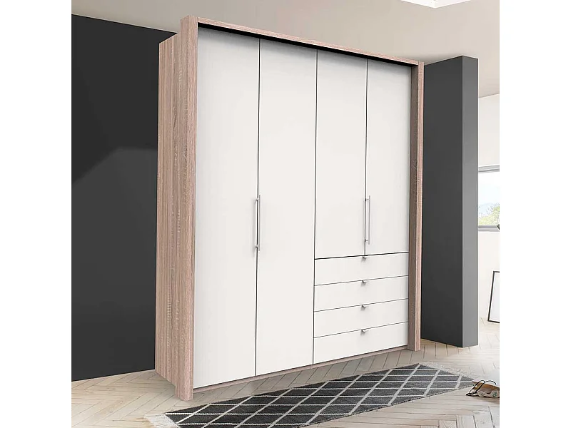 Kombi Kleiderschrank mit Falttüren und Schubladen Made in Germany