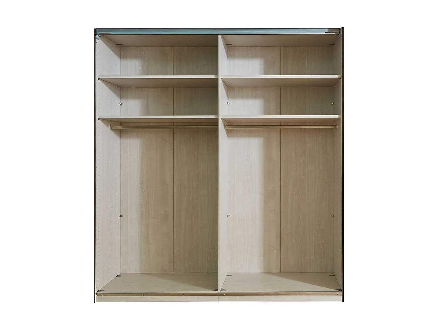 Schiebetürenschrank in Beige und Eiche Bianco Glas beschichtet