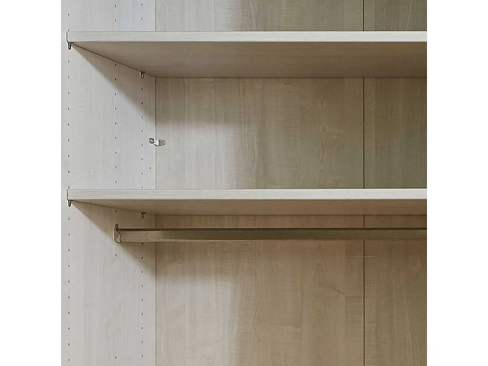 Schiebetürenschrank in Beige und Eiche Bianco Glas beschichtet