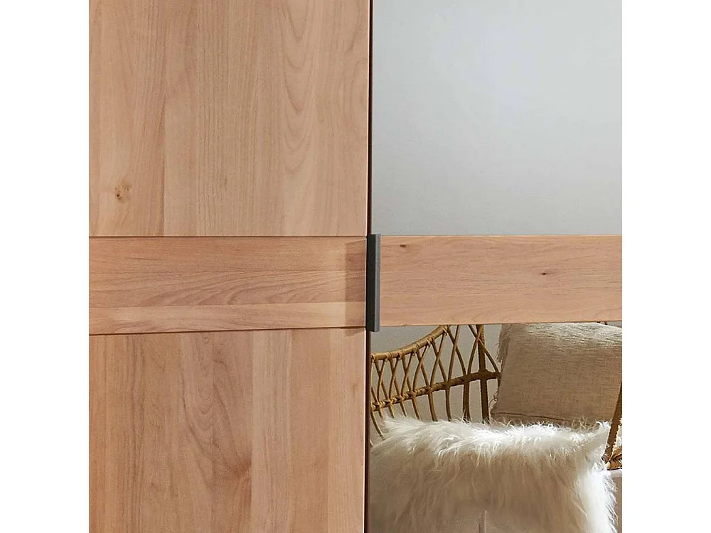 Schlafzimmerschrank Kleiderschrank teilmassiv mit Spiegeln und Drehtüren