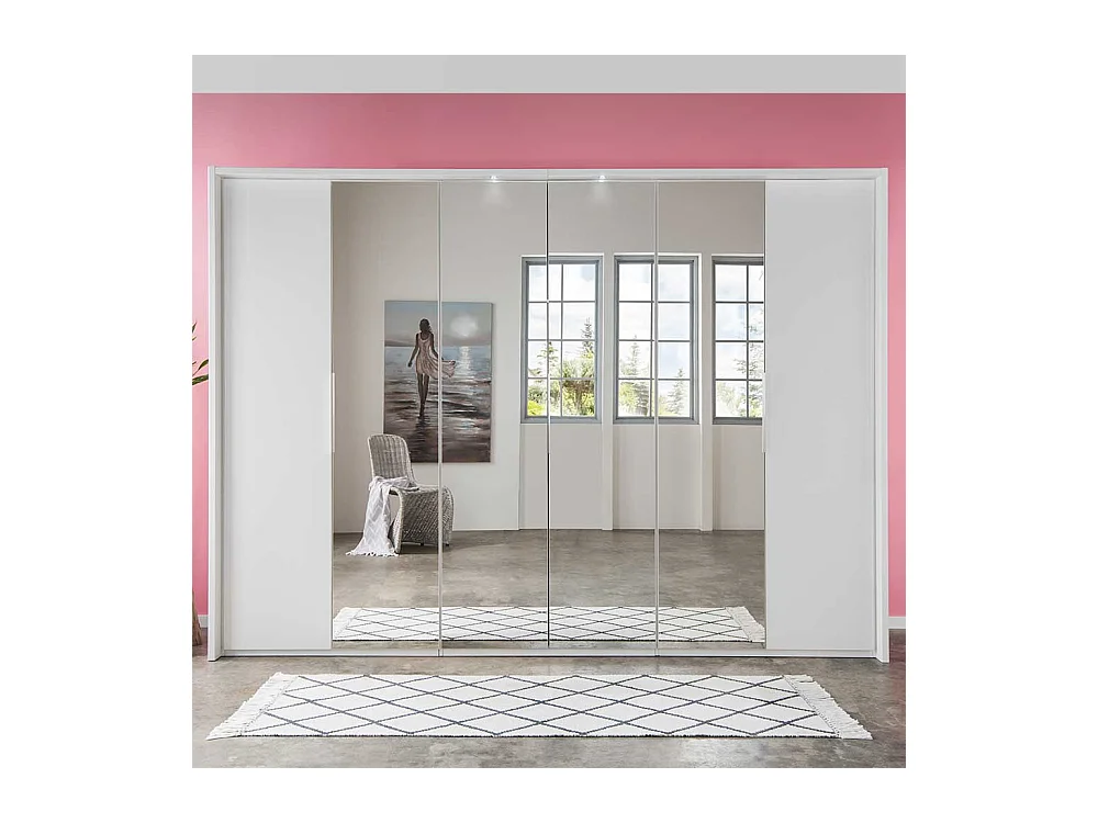 Weißer Kleiderschrank mit Spiegeln Made in Germany 58 cm tief