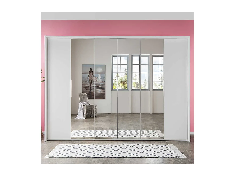 Weißer Kleiderschrank mit Spiegeln Made in Germany 58 cm tief