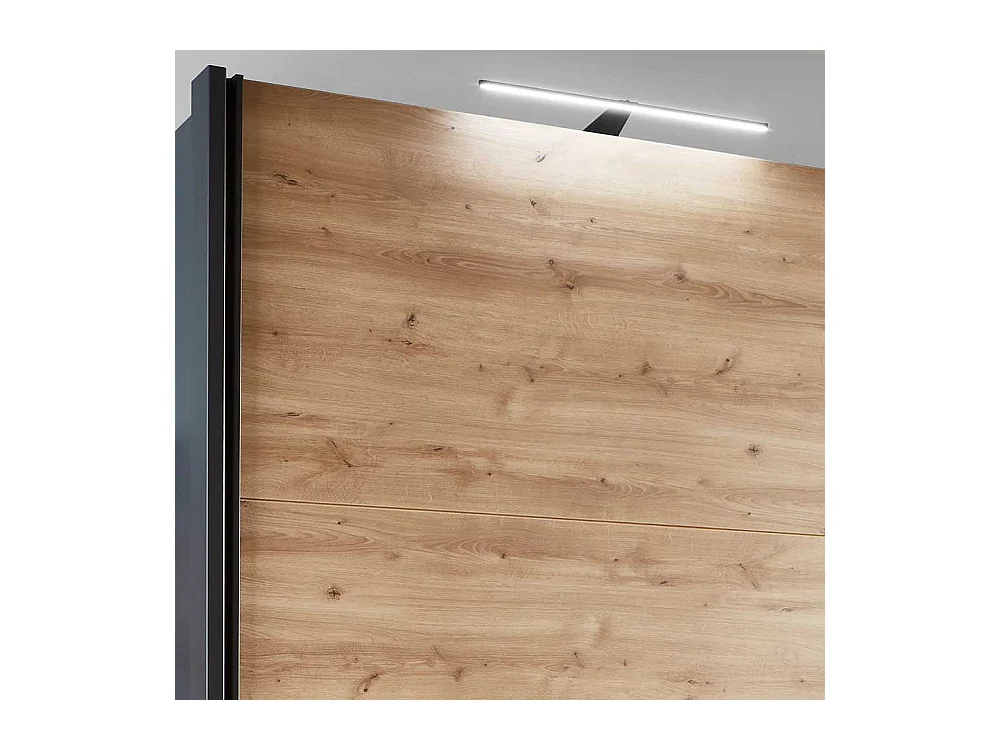 Schwebetürenkleiderschrank in Anthrazit Eiche Bianco