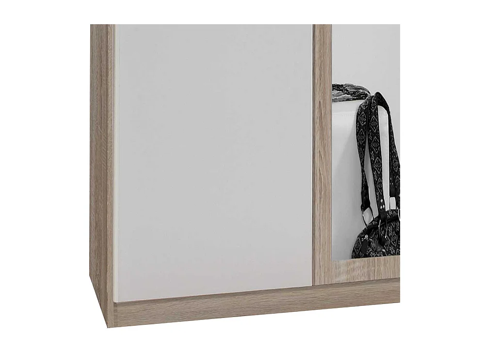 Gästezimmer Kleiderschrank mit Spiegeltür Eiche Sägerau und Weiß